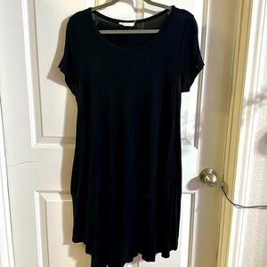 Black Babydoll Swing Dress with Pockets